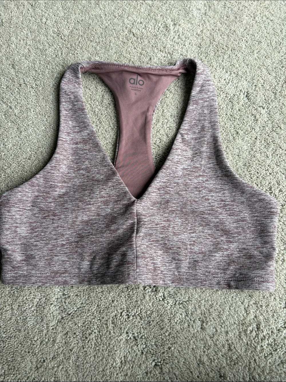 ALO Yoga Heather Mauve Pink Racerback Sports Bra